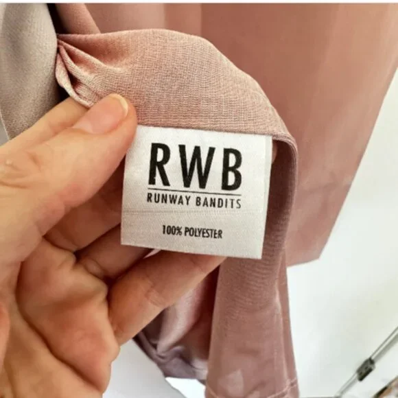 Runway Bandits NWT Dress Rose Taupe Color Block Side Belt Sleeveless Midi Large - Picture 9 of 10